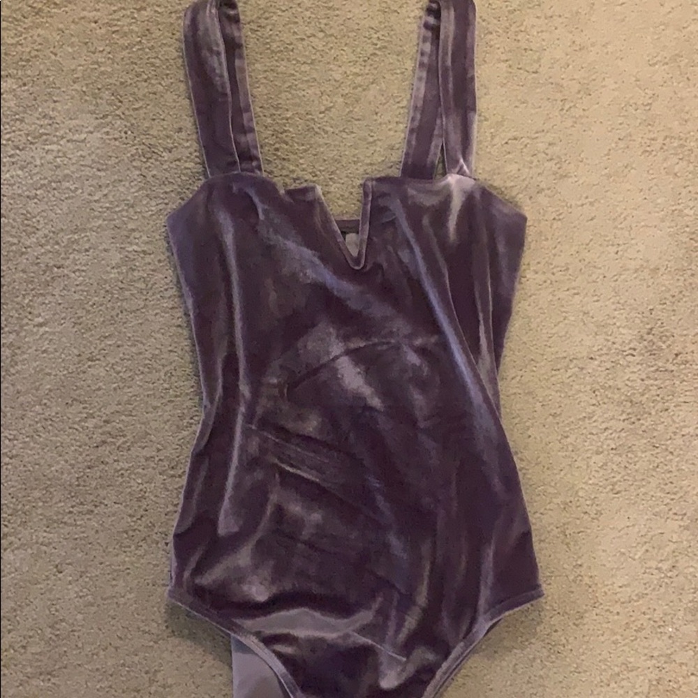 Purple velvet bodysuit